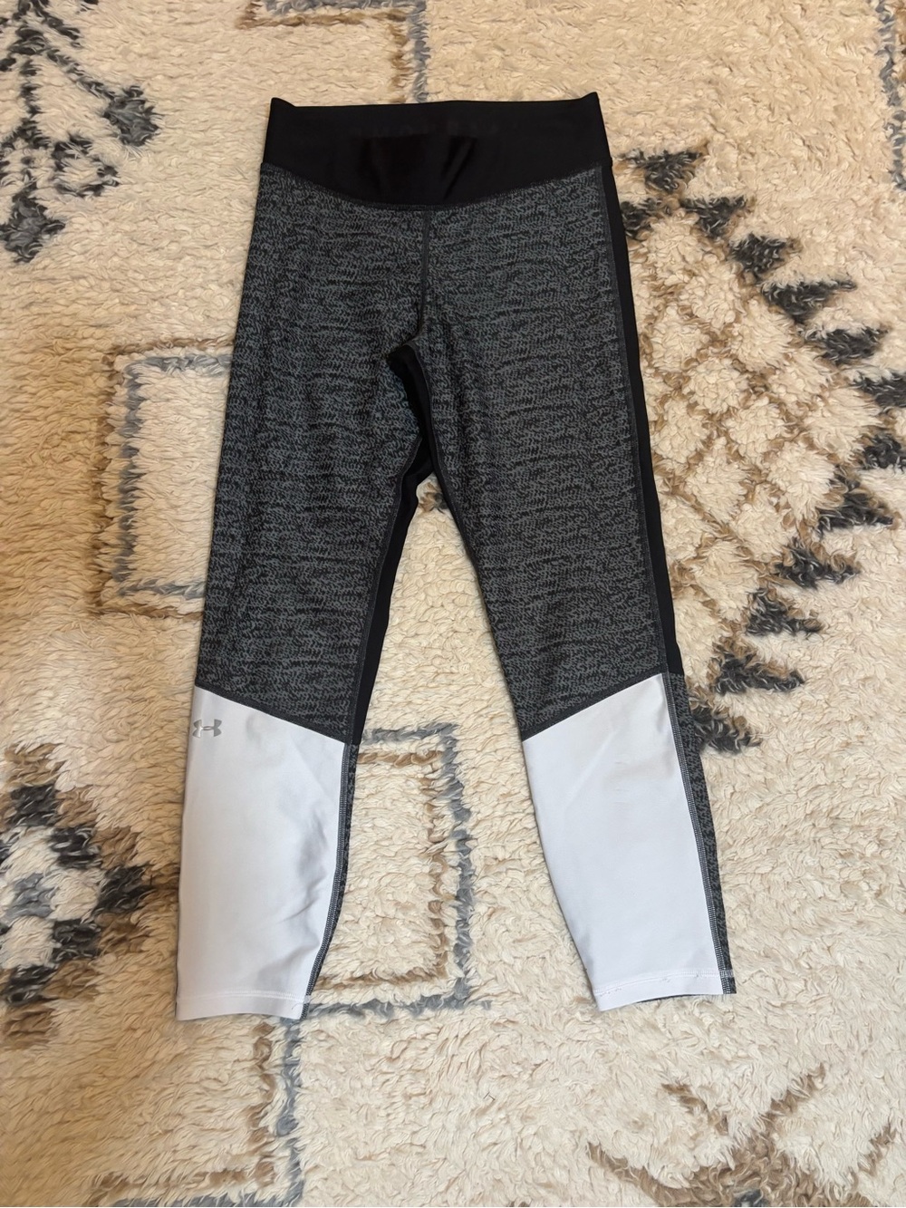 Under Armour Black & Gray Leggings with White Lower Panels
